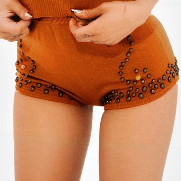 Understated Leather M/L Southern Charm Knit Micro Short Studded HighWaist Cheeky - Picture 8 of 11